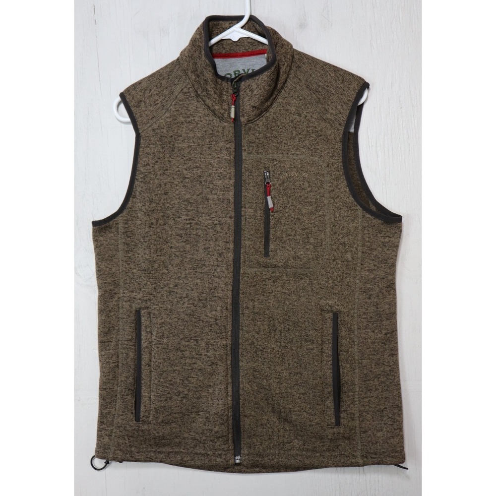 Orvis Vest Mens Size M Brown Heather Full Zip Fishing Hunting Jacket Outdoors